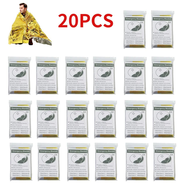 5-30pcs Outdoor Emergency Survival Blanket First Aid Rescue Kit Waterproof Waterproof Foil Thermal Camping Military Blanket Hot