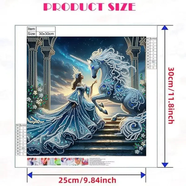 CHENISTORY 5D DIY Diamond Painting Kit Princess and Unicorn DIY Partial Special Shaped Drill Handmade Diamond Mosaic Art Gift