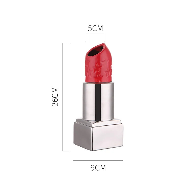 Creative Lipstick Vase Ceramic Dried Flower Flower Arrangement Accessories Countertop Vase Modern Home Living Room Decoration