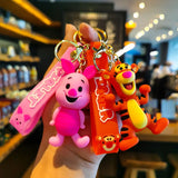 Disney Winnie Piglet Tigger Keychains Cute Cartoon Baby Boy Girl Figure Keyring Kawaii Minnie Key Chain Model Kid Toy Children G