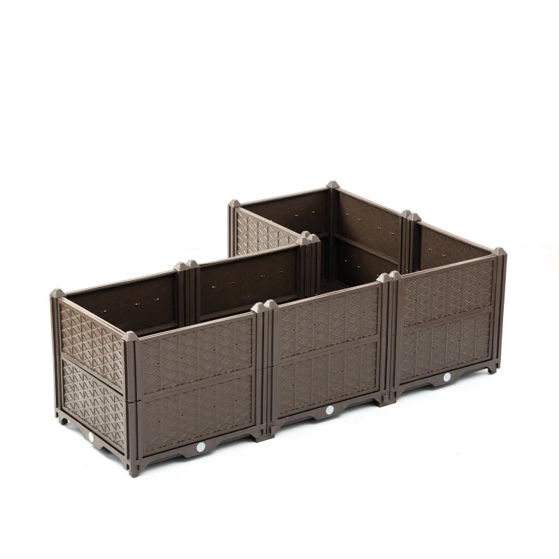 Rectangular Raised Garden Bed Kit Indoor Outdoor Plastic Planter Grow Box For Fresh Vegetables Herbs Wers & Succulents Brown