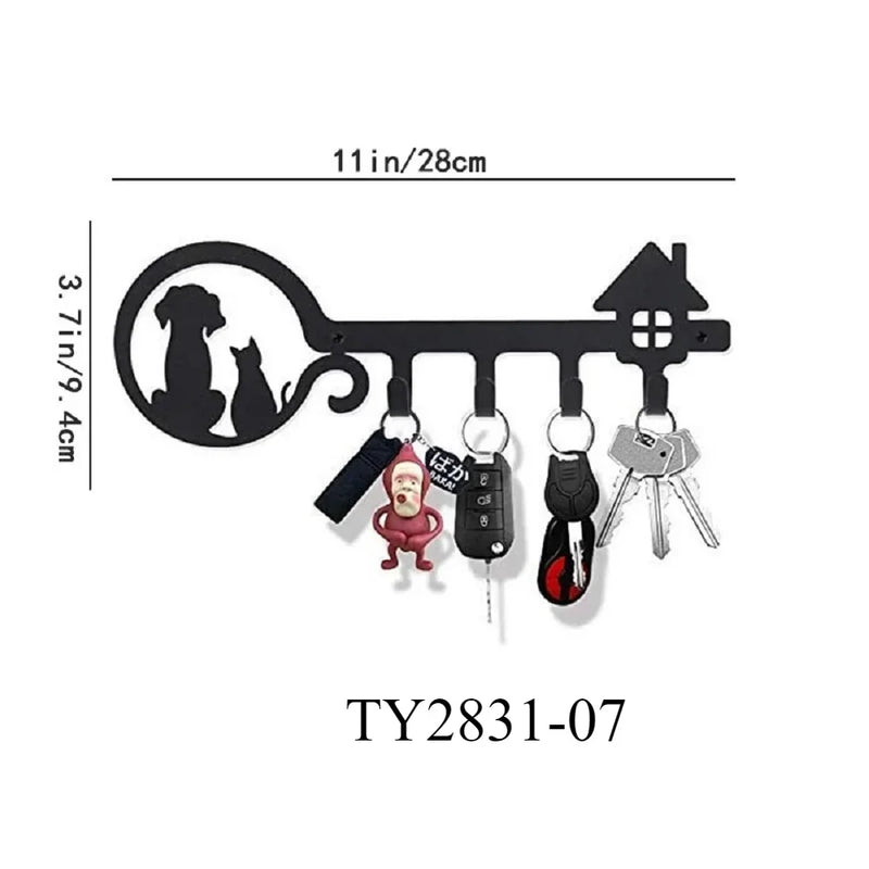 Multifunctional Iron Wall Hanging Cute Cat Key Rack Festive Atmosphere Cat Wall Rack Hook Household Key Coat Hanger Hook