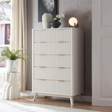 FlutedDresser, Modern Chest of Drawers with Faux Marble Top, Curved Profile Design, Wood Drawer Organizer for Bedroom