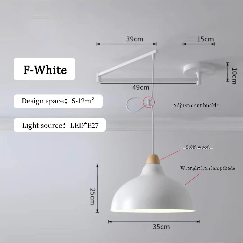 Modern Dining Table Rocker Chandeliers LED Can Be Shifted Long Pole Lamps Nordic Simple Telescopic Folding Long Arm Chandelier