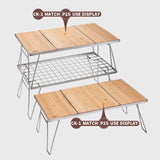CAMPINGMOON CK-P25 Stainless Steel Folding Table Middle Board Bamboo and Wood Camping Tea Table Unit Board