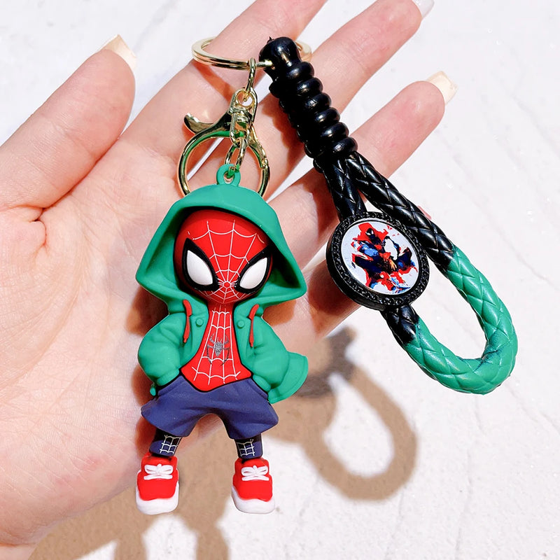 Disney Marvel Spider-Man Keychain Cartoon Comics Avengers Series Key Ring Pendant Ornaments Jewelry Gifts for Friends