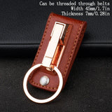 Top Grade Men Leather Waist Hanging Anti-lost Removable Belt Keychain Metal Double Keyring Auto Pendant Key Holder Accessories
