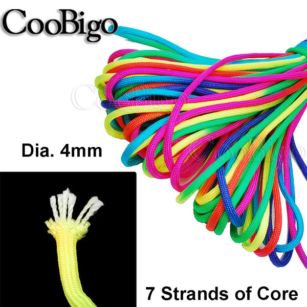 4mm Rainbow Paracord Rope 550 Parachute Cord 7 Strand Core Mil Spec Type III Outdoor Climb Camp Tent Survival Bracelet 10-328ft