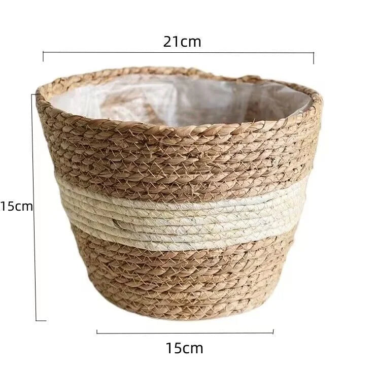 Woven Grass Flower Plant Pot Basket Planter Basket Indoor Outdoor Flower Pot Garden Decorative Flower Plants Basket Storage Use