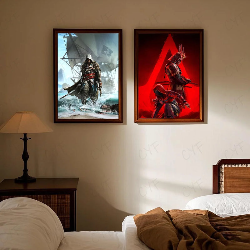 A-Assassins Creed Games Poster HD art sticky wall waterproof home living room bedroom bar aesthetic decoration