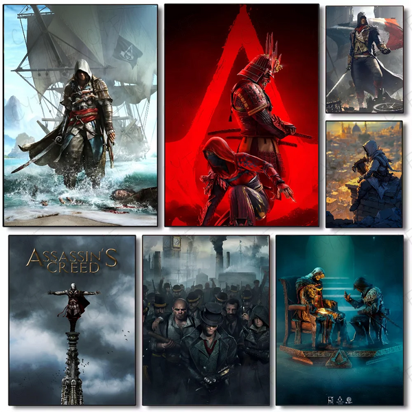 A-Assassins Creed Games Poster HD art sticky wall waterproof home living room bedroom bar aesthetic decoration
