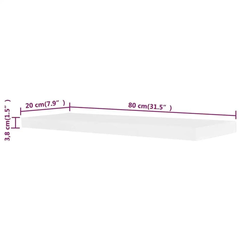 2 White MDF Floating Shelves for Wall - Stylish Book & DVD Storage Solution