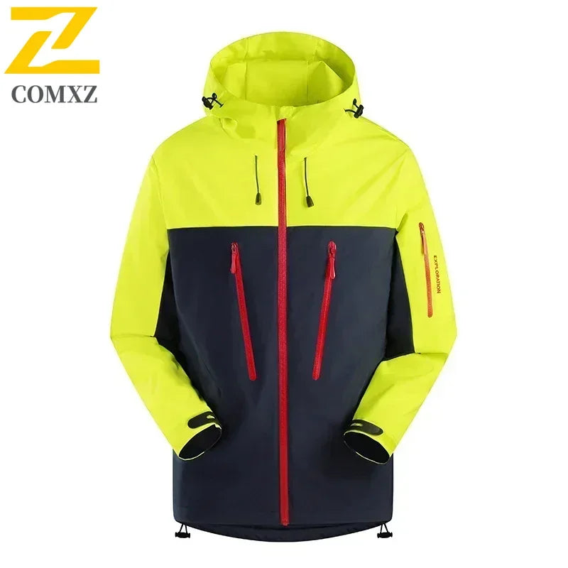 Spring Autumn Men's Windbreaker Fashion Outdoor Mountaineering Travel Windproof Waterproof Hooded Jacket Slim Fit Versatile Coat