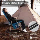 Oversized Folding Rocking Chair, Padded Patio Lounge Rocker w/Metal Frame, Armrests, Side Pocket, Lightweight Portable Rocking