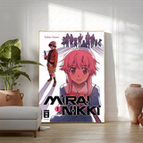 Cute M-Mirai N-Nikki Poster Sticky Wall Art Printing Waterproof Home Living Bed Room Bar Aesthetic Decor