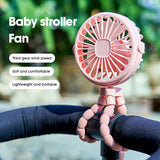 Fan Portable Desktop Folding Fan,Outdoor Baby Stroller Handheld Fan, Summer Mute Small Multifunctional Octopus Mini Fan
