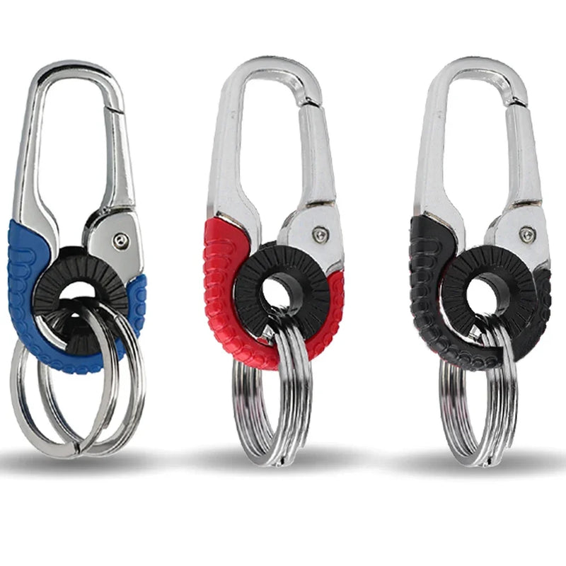 Men Keychain Hook Stainless Steel Keychain Buckle Outdoor Carabiner Climbing Tool Double Ring Car Fishing Key Ring Accessories