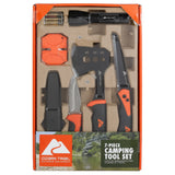 Ozark Trail 7-Piece Camping Tool Set with Hammer, Axe, Flashlight, and Knives, Batteries Included