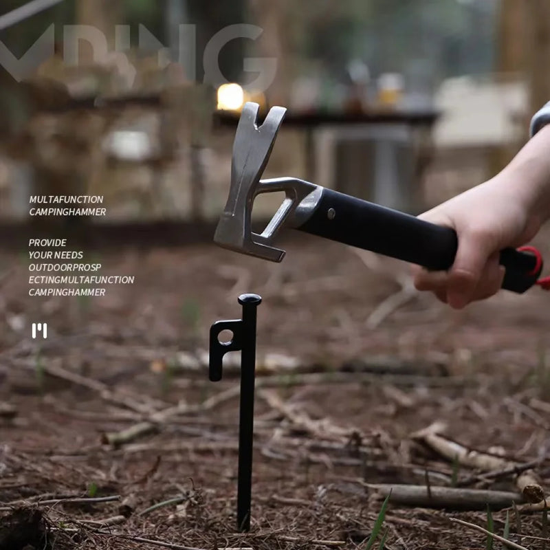 Outdoor Aluminum Hammer Ultralight Portable with Stake Puller Outdoor Camping Hammer Tent  Household Nail Pulling Hammer
