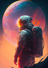 Astronaut Spaceman Oil Painting Wall Art Vibrant Sci-Fi Canvas Print Poster Colorful Outer Space Themed Living Room Decor Gift