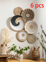 Seagrass Wall Hanging Decor Wall Basket Boho Home Decoration Handmade Natural Wall Art for Kitchen Bedroom Living Room Ornament
