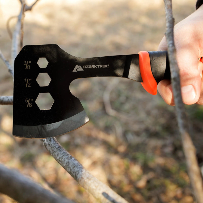 Ozark Trail 7-Piece Camping Tool Set with Hammer, Axe, Flashlight, and Knives, Batteries Included