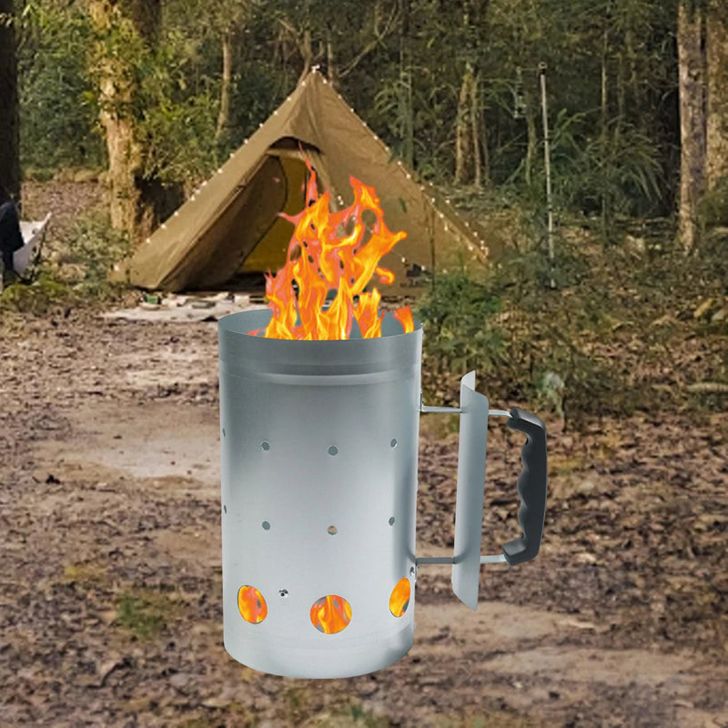 Fast Fire Chimney Starter Charcoal Bucket Easy to Use with Handle Practical Burner Bucket for Grill BBQ Outside Yard Cooking