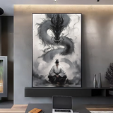 Asian Ink Style Dragon Shadow Waves Art Poster HD art sticky wall waterproof home living room bedroom bar aesthetic decoration