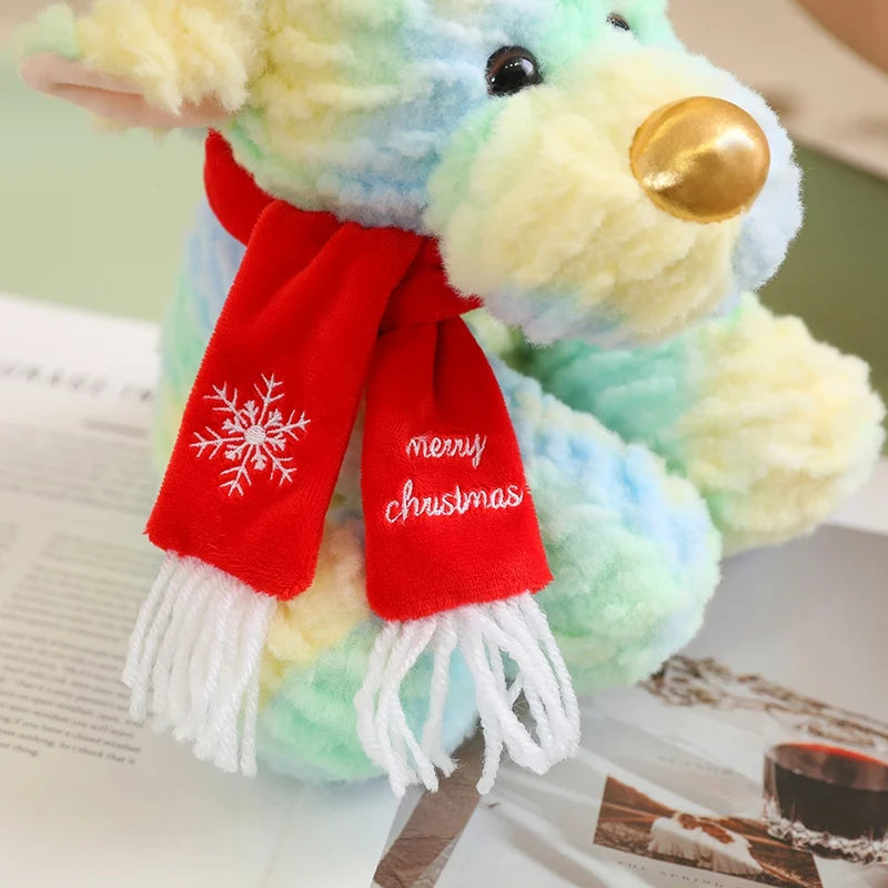 30cm Lovely Reindeer Plush Toys Kawaii Christmas Deer with Scarf Dolls Stuffed Soft Pillow for Christmas Decoration Gift