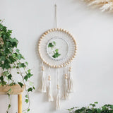 Wall Mirror Macrame Wooden Beads Decorative Mirrors Boho Home Decoration Room Decors Aesthetic Wall Art For Living Room Bedroom