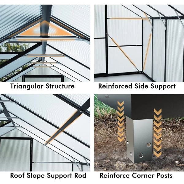 Green Houses for Outside, Large Walk-in Heavy Duty Greenhouse and Winter Garden Planting, Enhanced Aluminum Greenhouse Kit Withs