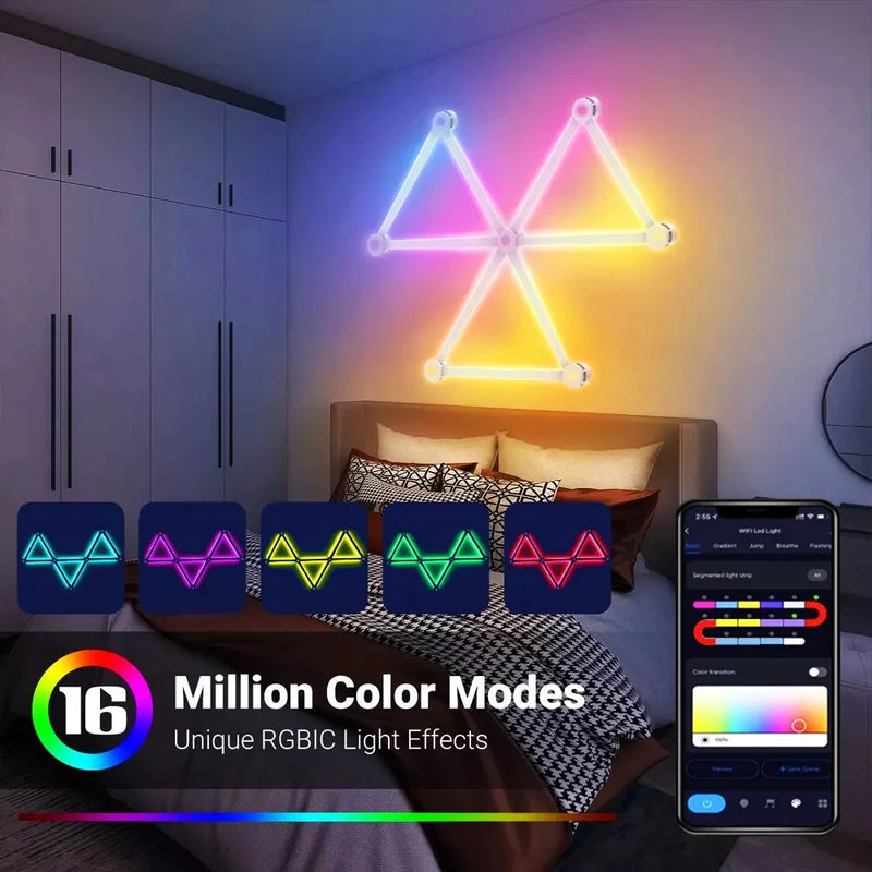 WIFI RGB Backlight Decorative Light Bar LED DIY Splicing Wall Lights Atmosphere Night Lamp Music Rhythm TV Bedroom Game Room