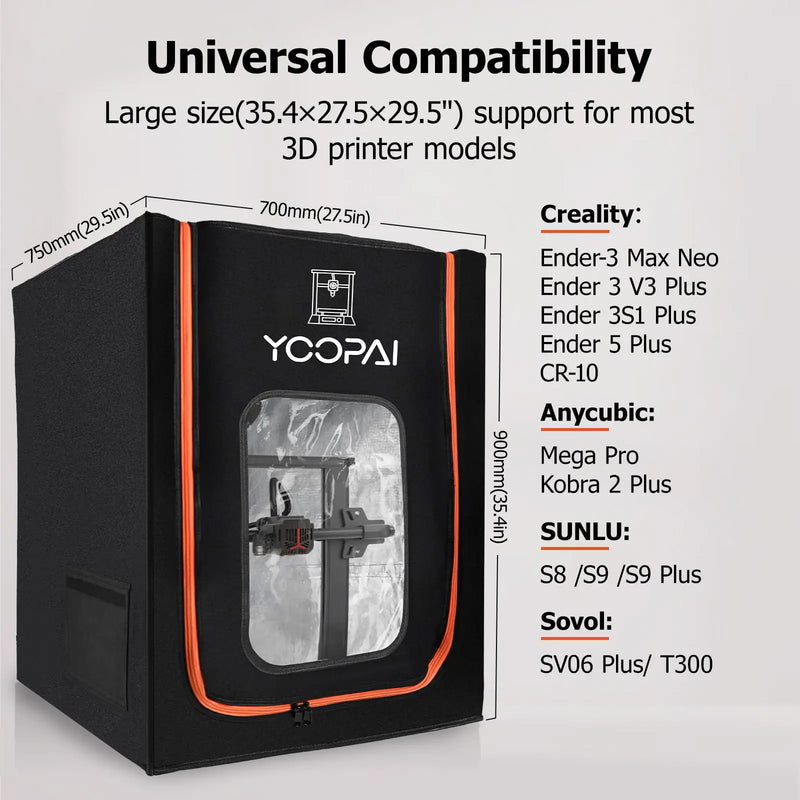 YOOPAI 3D Printer Enclosure with LED light For Creality Ender series Fireproof Dustproof Constant Temperature  Easy install