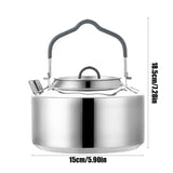 Portable Stainless Steel Tea Kettle Outdoor Camping Teapot Kettle Coffee Pot 1.2L Capacity Water Kettle Hiking Picnic Tableware