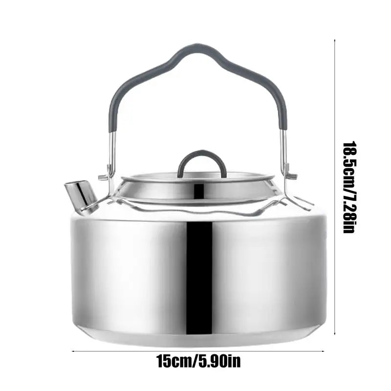 Portable Stainless Steel Tea Kettle Outdoor Camping Teapot Kettle Coffee Pot 1.2L Capacity Water Kettle Hiking Picnic Tableware