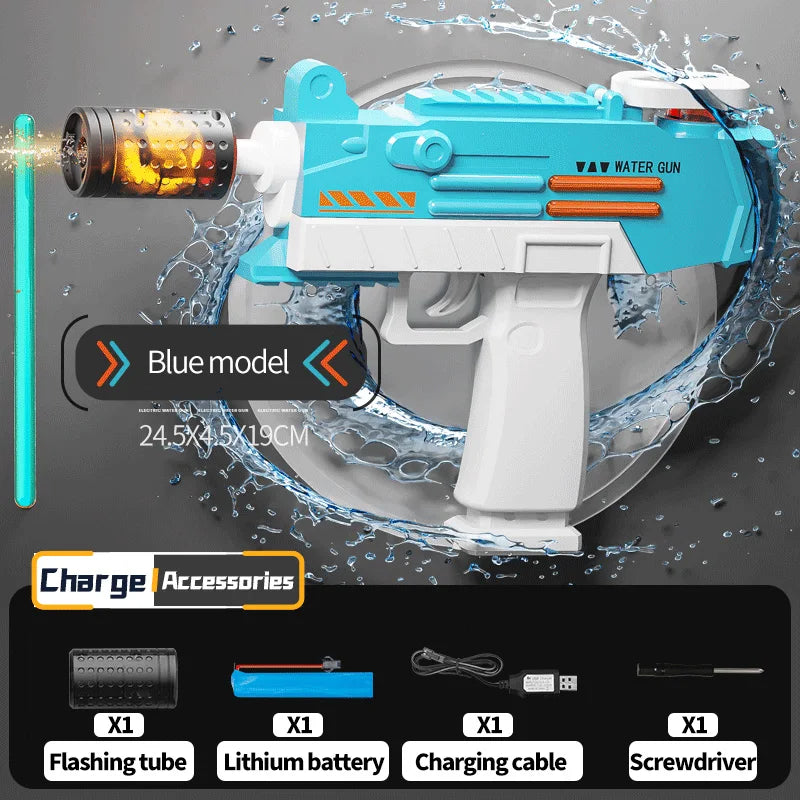 Electric UZI Flamethrower Water Gun Toy High-Power Full Automatic Water Shooter Outdoor Games for Kids Adults Summer Fun Toys