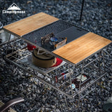 CAMPINGMOON CK-P25 Stainless Steel Folding Table Middle Board Bamboo and Wood Camping Tea Table Unit Board