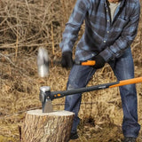 8lb. Wood Splitting Maul - 36" Shock Control SoftGrip Handle - Wood Splitter Tool and Maul for Splitting Wedge - Black/Orange