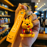 Disney Winnie Piglet Tigger Keychains Cute Cartoon Baby Boy Girl Figure Keyring Kawaii Minnie Key Chain Model Kid Toy Children G