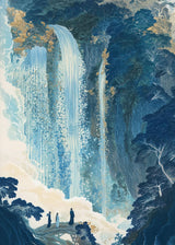 Hokusai Ukiyo-e Blue Green Waterfall Canvas Print Traditional Japanese Art Vintage Wall Poster Asian Landscape Art Home Decor