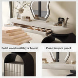 Makeup Vanity - Modern Vanity Table with Mirror & 3 Drawers, Multi-Function Vanity Set with Includes Makeup Stool