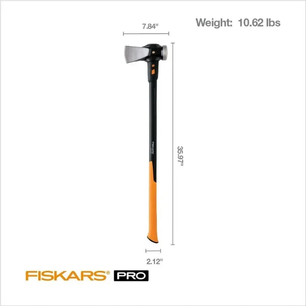8lb. Wood Splitting Maul - 36" Shock Control SoftGrip Handle - Wood Splitter Tool and Maul for Splitting Wedge - Black/Orange