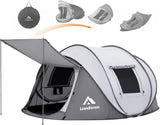 Green & Grey 110*78*51''4 Person Easy Pop Up Tent Waterproof Automatic Setup 2 Doors-Instant Family Tents for Camping Hiking & T
