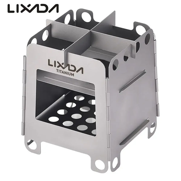 Lixada Camping Titanium Stove Lightweight Folding Wood Burning Stove Portable Outdoor Pocket Stove for Backpacking Cooking