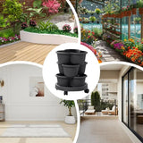 Vertical Garden Planter 3 Tiers Strawberry Stackable Vertical Pot Gardening Planter With Removable Wheels For Succulents Flowers