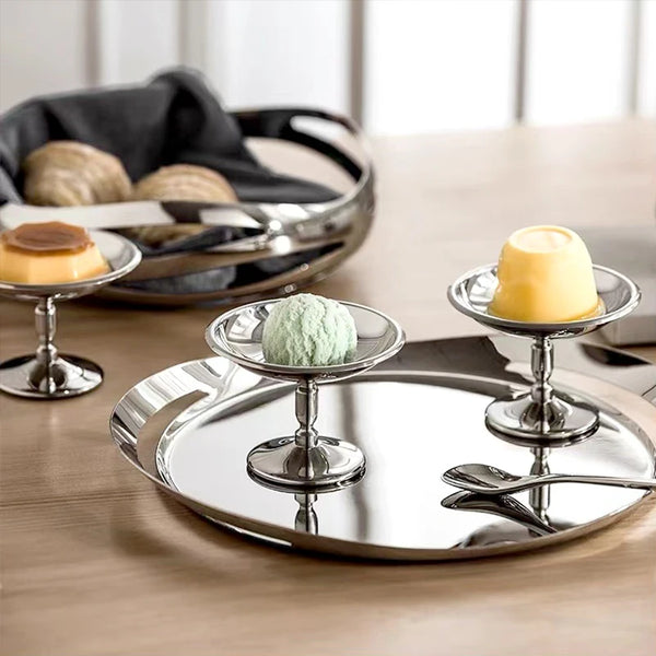 Stainless Steel Ice Cream Cup Salad Bowl Dessert Fruit Plate Snack Dish Home Kitchen Bar Tableware Summer Party Supplies