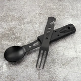 Outdoor Set Multi functional Camping Knives Camping Tableware Outdoor Wind Combination Stainless Steel with Whistle Spoon Fork