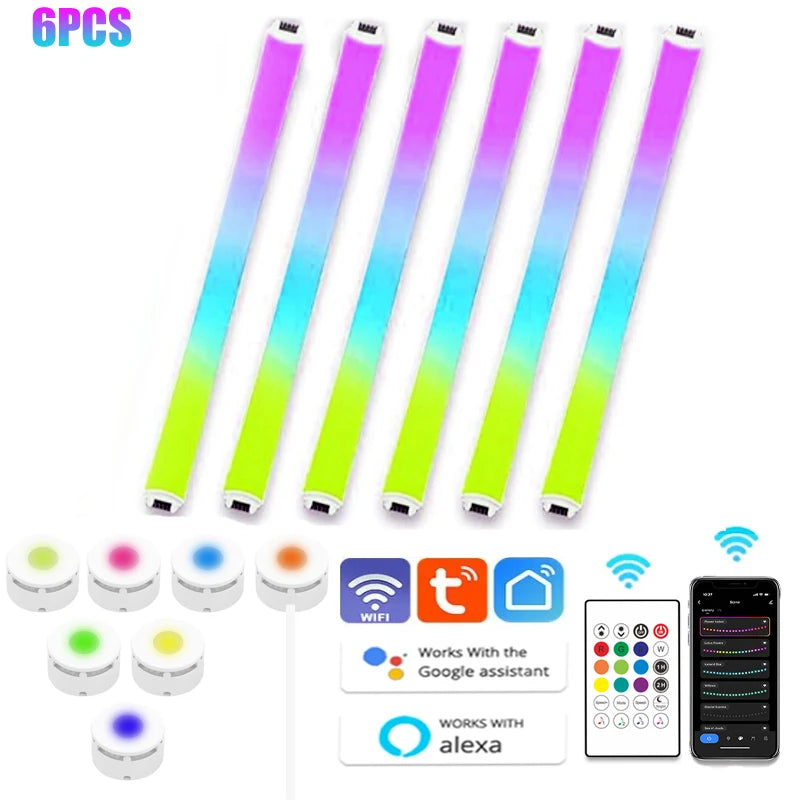 WIFI RGB Backlight Decorative Light Bar LED DIY Splicing Wall Lights Atmosphere Night Lamp Music Rhythm TV Bedroom Game Room