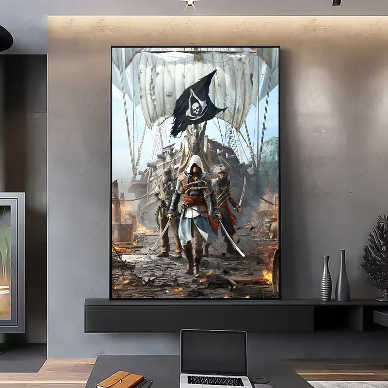 A-Assassins Creed Games Poster HD art sticky wall waterproof home living room bedroom bar aesthetic decoration