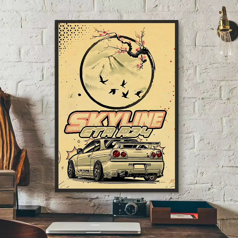 Japanese Cars Samurai Poster Poster HD art sticky wall waterproof home living room bedroom bar aesthetic decoration